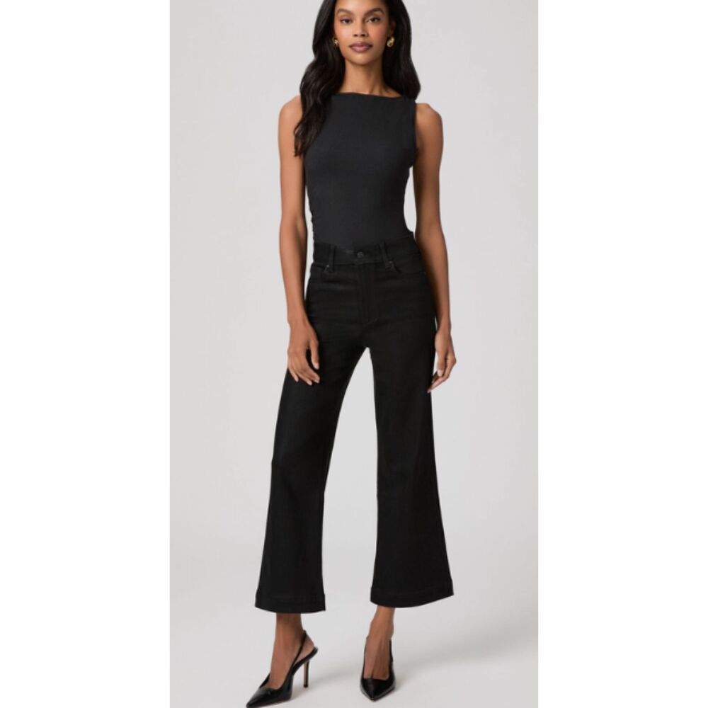 PAIGE Anessa Wide Leg Jean Black Fog Luxe Coating 31 - Picture 7 of 9